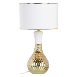 Lampa stołowa 32 x 32 x 45,5 cm Ceramika Tkanina syntetyczna Złoty Biały