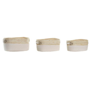 zestaw koszyków DKD Home Decor Bawełna Włókno (35 x 26 x 19 cm)
