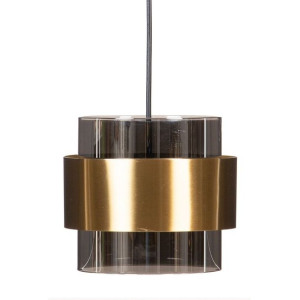 Lampa Sufitowa Szkło Szary Złoty Metal 18 x 18 x 16 cm