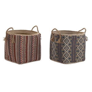 Koszyk DKD Home Decor 40 x 40 x 48 cm Juta Trawa morska Boho (2 Sztuk)