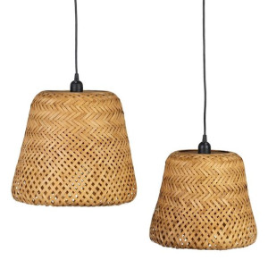 Lampa Sufitowa 35,5 x 35,5 x 30,5 cm Naturalny Bambus (2 Sztuk)