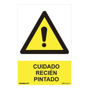 Znak Normaluz Cuidado recién pintado PVC (30 x 40 cm)