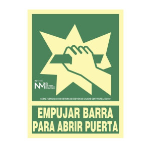 Znak Normaluz Empujar barra para abrir puerta PVC (22,4 x 30 cm)