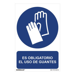 Znak Normaluz Es obligatorio el uso de guantes PVC (30 x 40 cm)