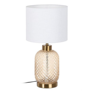 Lampa stołowa 25 x 25 x 49 cm Tkanina syntetyczna Złoty Metal