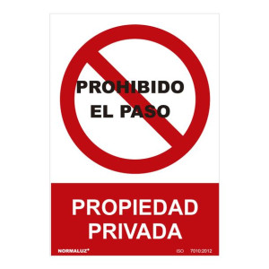 Znak Normaluz Prohibido el paso propiedad privada PVC (30 x 40 cm)