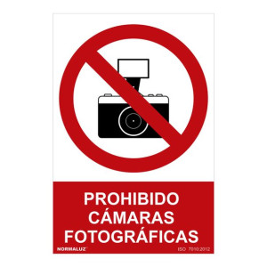 Znak Normaluz Prohibido cámaras fotográficas PVC (30 x 40 cm)