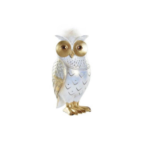Figurka Dekoracyjna DKD Home Decor Sowa Złoty Biały 9 x 9 x 17 cm