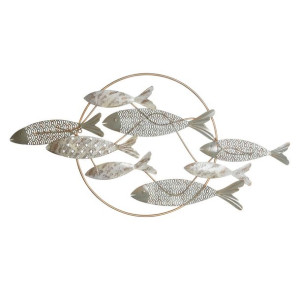Dekoracja ścienna DKD Home Decor Złoty Metal Ryby (130 x 6 x 68 cm)