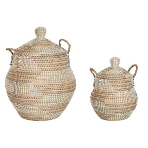 zestaw koszyków DKD Home Decor 46 x 46 x 56 cm Tropikalny Trawa morska