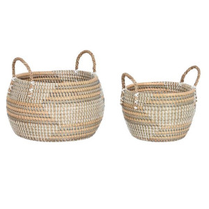zestaw koszyków DKD Home Decor Tropikalny Trawa morska 40 x 40 x 24 cm