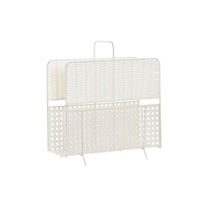 Półka na czasopisma DKD Home Decor Naturalny Metal Biały wiklinowy
