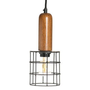 Lampa Sufitowa 12 x 12 x 27 cm Naturalny Złoty Drewno Żelazo