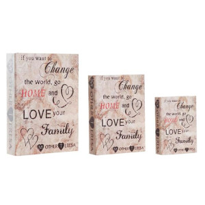 zestaw dekoracyjnych pudełek DKD Home Decor Płótno Drewno 23 x 7 x 32 cm