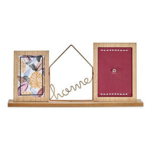 Ramka na Zdjęcia Home Brązowy 2 zdjęcie Metal Drewno (6 x 21,5 x 46 cm)