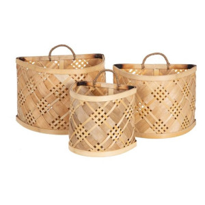 Zestaw koszy 32 x 25 x 24 cm Naturalny (3 Sztuk)