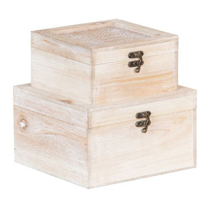 Pudełko ozdobne Kartki Rattan 20 x 20 x 12 cm DMF (2 Sztuk)