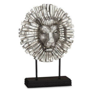 Figurka Dekoracyjna Lew Srebrzysty Polyresin (28 x 38,5 x 11,5 cm)