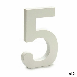 Cyfry 5 Drewno Biały (1,8 x 21 x 17 cm) (12 Sztuk)