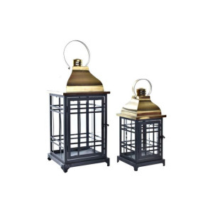 Lampa DKD Home Decor 2 Części Szkło Czarny Złoty Metal (22 x 22 x 57 cm)