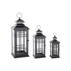 Lampiony DKD Home Decor Szkło Czarny Metal (24 x 24 x 60 cm)