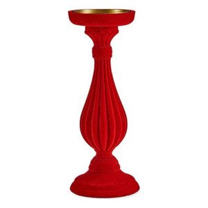 Świecznik Boże Narodzenie Czerwony Drewno Aksamit (11 x 11 x 27,8 cm)
