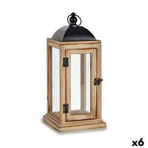 Lampa Naturalny Czarny Metal Drewno (18 x 43 x 18 cm) (6 Sztuk)