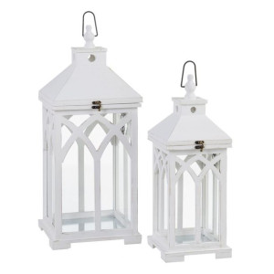 Lampa Świeczniki Biały Drewno świerkowe 28 x 28 x 70 cm (2 Sztuk)