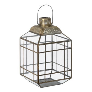 Świeczniki 25 x 25 x 43 cm Szkło Złoty Metal