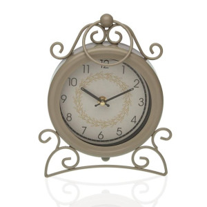 Stolné hodiny Versa Beżowy Metal (25 x 19 x 4,5 cm)