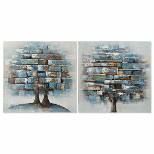 Obraz DKD Home Decor Płótno Drzewo 80 x 3 x 80 cm Nowoczesny (2 Sztuk)