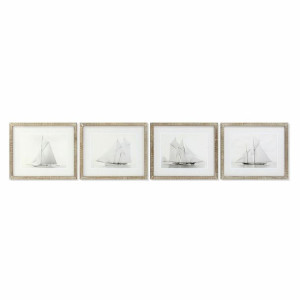 Obraz DKD Home Decor Barco 60 x 2 x 50 cm Żaglówki (4 Części)