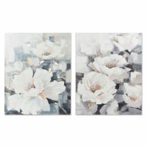 Obraz DKD Home Decor Płótno 80 x 3,5 x 100 cm Kvety Shabby Chic (2 Sztuk)