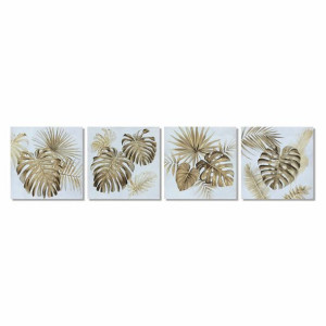 Obraz DKD Home Decor 80 x 2,8 x 80 cm Tropikalny Liść roślin (4 Części)