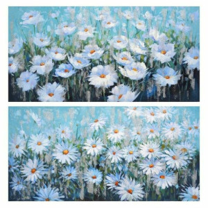 Obraz DKD Home Decor 120 x 3 x 60 cm Kvety Shabby Chic (2 Sztuk)