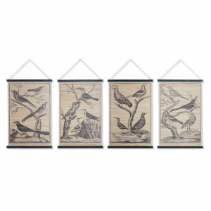 Płótno DKD Home Decor Ptaki 60 x 2 x 90 cm Cottage (4 Części)