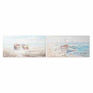 Obraz DKD Home Decor 120 x 3 x 60 cm Barco Śródziemnomorski (2 Sztuk)