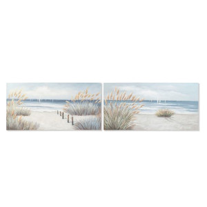 Obraz DKD Home Decor Plaża 140 x 3 x 70 cm Śródziemnomorski (2 Sztuk)