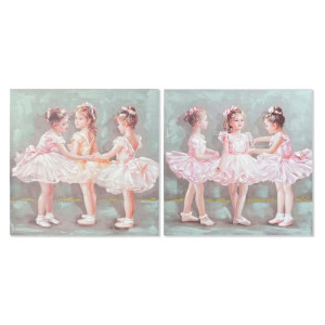 Obraz DKD Home Decor 80 x 3 x 80 cm Baletnica Tradycyjny (2 Sztuk)