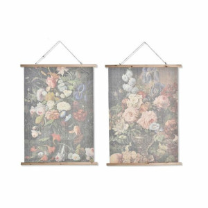Obraz DKD Home Decor 75 x 2 x 100 cm Kvety Nowoczesny (2 Sztuk)