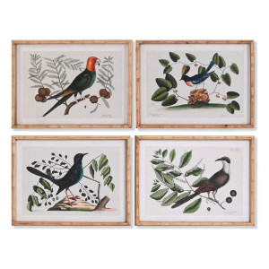 Obraz DKD Home Decor Szkło Ptaki 65 x 16,5 x 50,2 cm (4 Części)