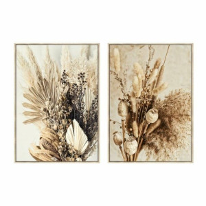 Obraz DKD Home Decor Kwiat 80 x 4 x 120 cm Skandynawski (2 Sztuk)