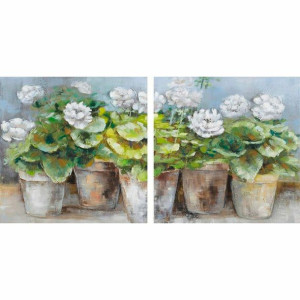 Obraz DKD Home Decor 80 x 3,5 x 80 cm Doniczka Cottage (2 Sztuk)