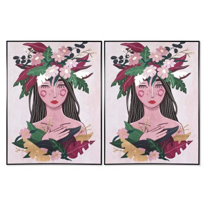 Obraz DKD Home Decor 103 x 4,5 x 143 cm Kvety Skandynawski (2 Sztuk)