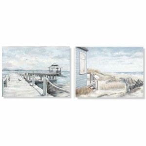 Płótno DKD Home Decor 120 x 2 x 90 cm Plaża Śródziemnomorski (2 Sztuk)