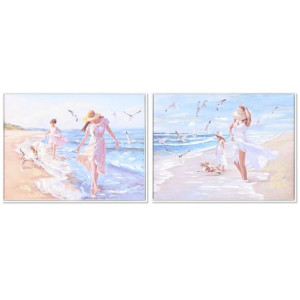 Obraz DKD Home Decor 83 x 3,5 x 63 cm Plaża Śródziemnomorski (2 Sztuk)