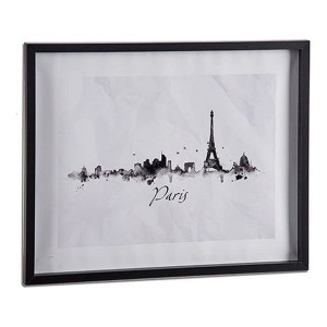 Obraz Miasto Czarny Drewno (42 x 2,5 x 52 cm)