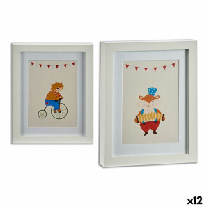 Obraz Cyrk Drewno Biały Szkło (23 x 28 x 3 cm) (12 Sztuk)