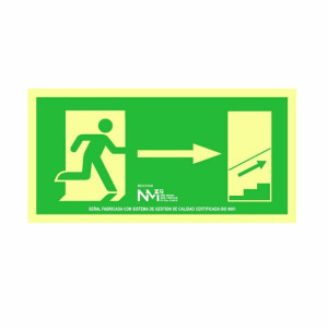 Znak Normaluz Evacuación escalera arriba derecha PVC (32 x 16 cm)