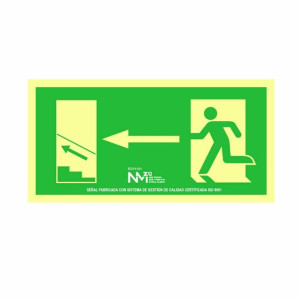 Znak Normaluz Evacuación escalera arriba izquierda PVC (32 x 16 cm)